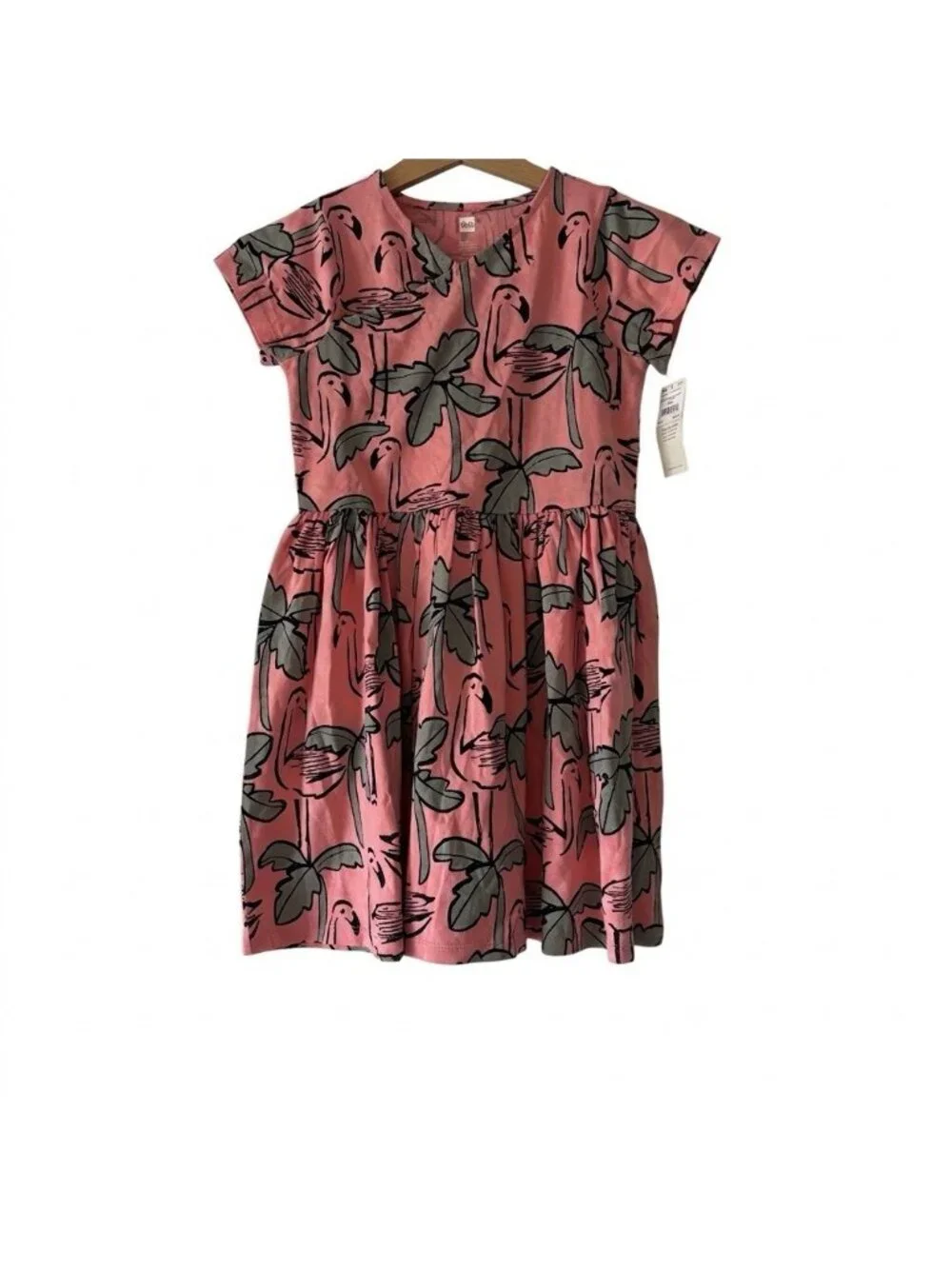 Tea Collection Flamingo Print Short Sleeve Dress Girl Sz 7 Tropical Play Zoo NWT